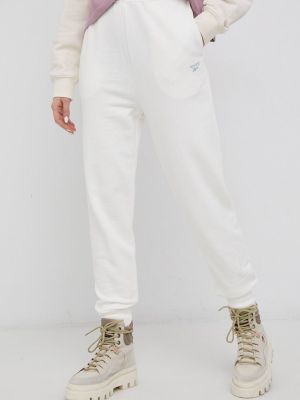 Reebok Classic pamut nadrág HB8629 krémszínű, női, sima