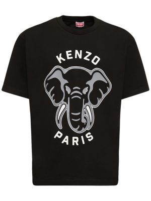 Džersis medvilninis marškinėliai oversize Kenzo Paris balta
