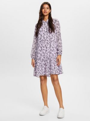 Платье с воротником в цветочек с принтом Esprit фиолетовое