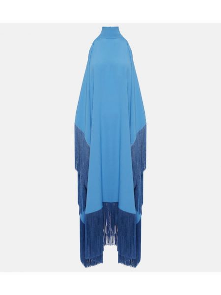 Sukienka długa z frędzli Taller Marmo niebieska