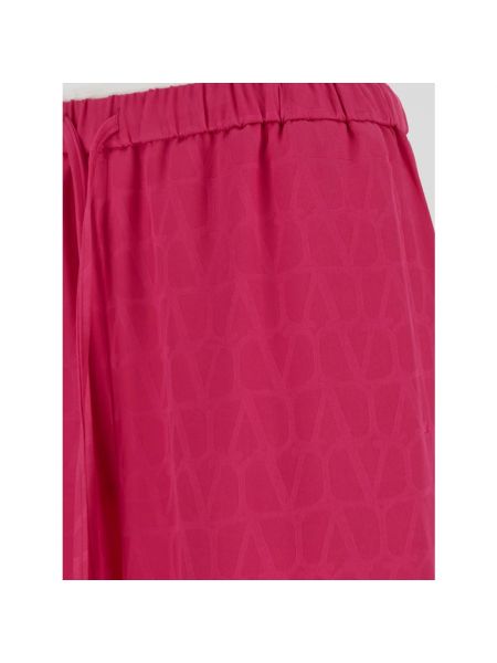 Pantalones de seda de tejido jacquard Valentino rosa