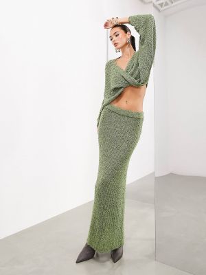 Прозрачная трикотажная длинная юбка Asos зеленая
