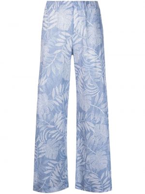Relaxed ленени панталон с принт Le Tricot Perugia синьо