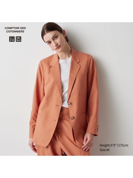 Льняной пиджак Uniqlo оранжевый