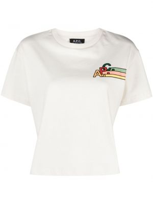 Bombažna majica z vezenjem A.p.c. bela