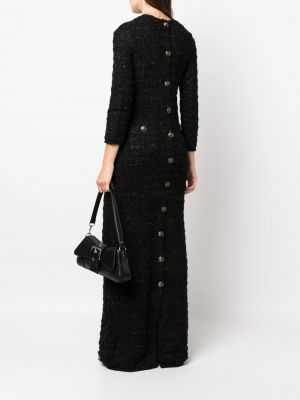 Tweed kleid mit geknöpfter Balenciaga schwarz