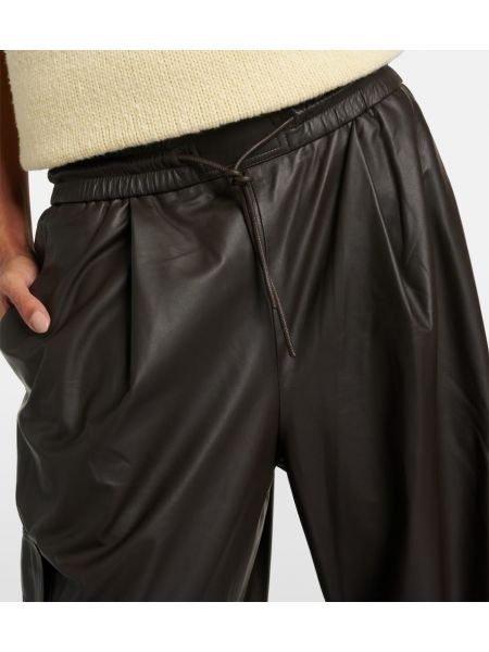 Pantaloni cargo di pelle Yves Salomon marrone