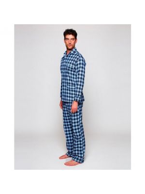 Pijama a cuadros de franela Mirto azul