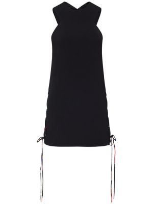 Krepové krajkové šněrovací mini šaty Pucci černé
