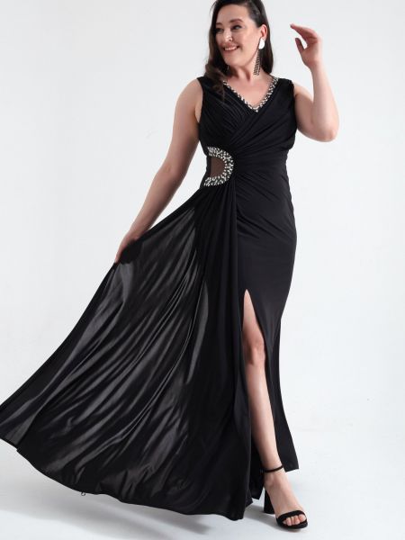 Večernja haljina s v-izrezom Lafaba crna