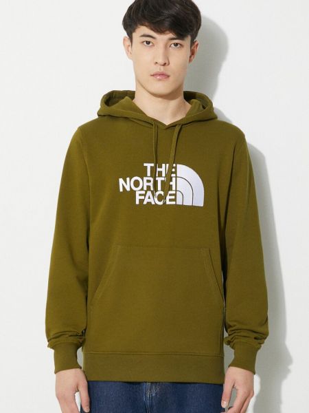 Pamučni pulover s kapuljačom The North Face zelena
