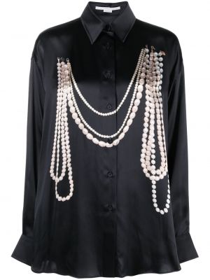 Jedwabna koszula z perełkami z nadrukiem Stella Mccartney