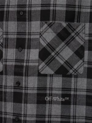 Фланелена карирана памучна риза Off-white сиво