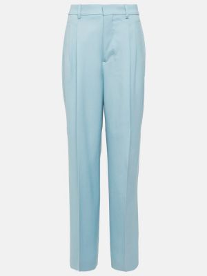 Vlněné kalhoty s vysokým pasem relaxed fit Ami Paris modré