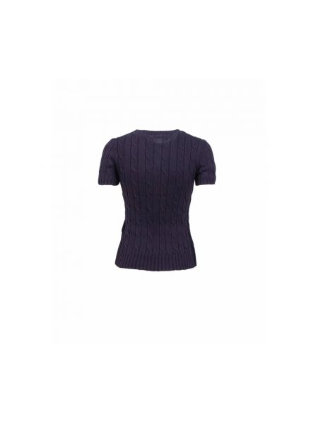 Sweter bawełniany z krótkim rękawem Polo Ralph Lauren niebieski