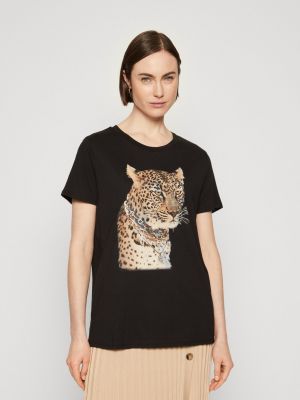 Леопардовая футболка с принтом Guess черная
