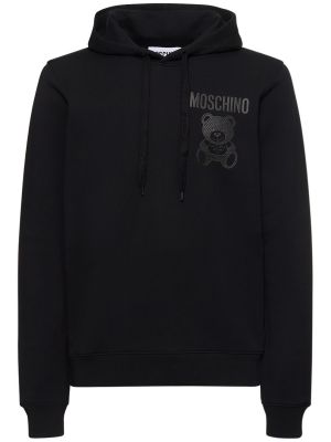 Βαμβακερός φούτερ με κουκούλα με σχέδιο Moschino μαύρο