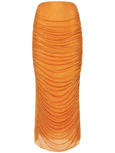 Midi sukně se síťovinou Self-portrait oranžové