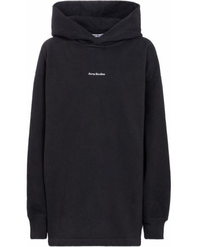 Pamučna hoodie s kapuljačom od jersey Acne Studios crna