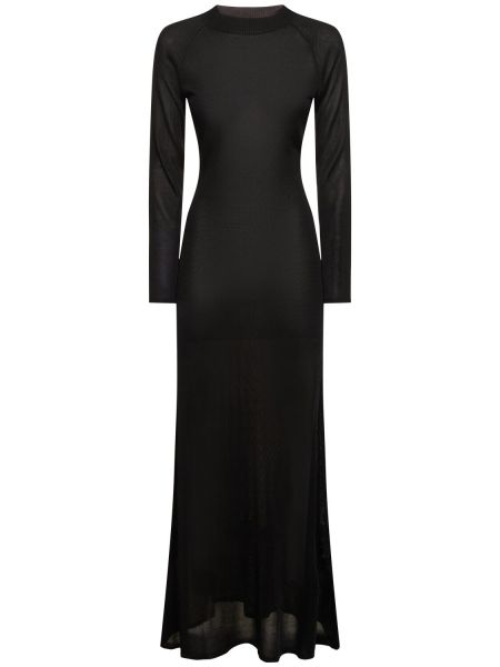 Viskózové dlouhé šaty Khaite černé
