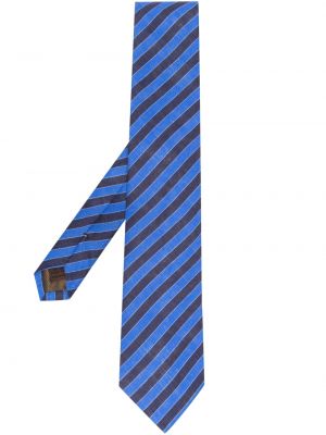 Pruhovaná ľanová kravata s potlačou Church's modrá