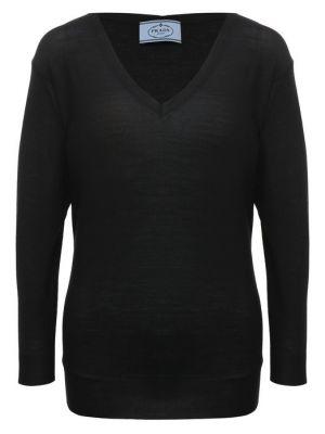 Шерстяной пуловер Prada черный