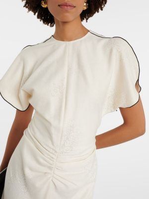Βαμβακερή μίντι φόρεμα Victoria Beckham λευκό