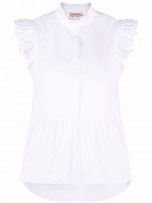 Пеплум памучна блуза Twinset бяло
