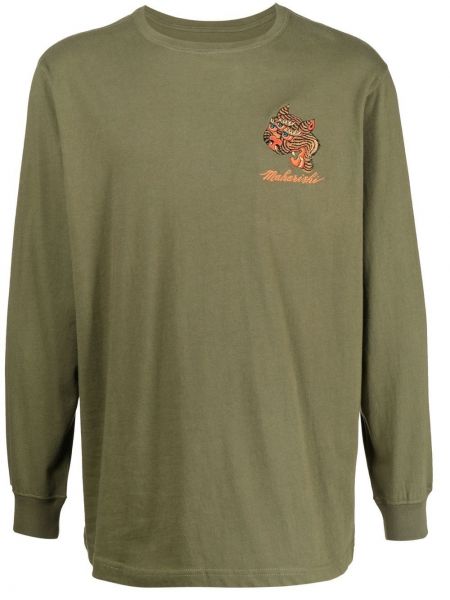 Tigerstripete brodert t-skjorte Maharishi grønn