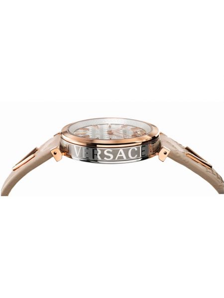 Leder armbanduhr aus roségold Versace