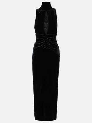 Zamatové dlouhé šaty Alessandra Rich čierna