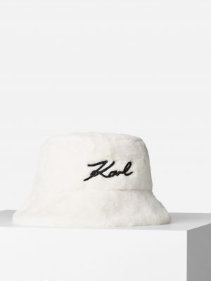 Klobouk s kožíškem Karl Lagerfeld bílý