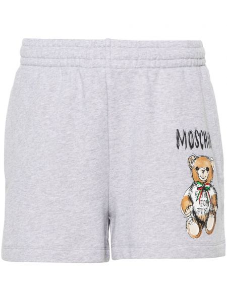 Bavlnené šortky s potlačou Moschino sivá