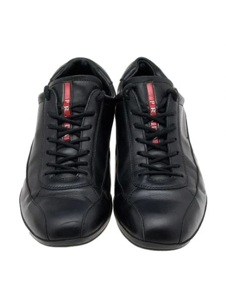 Sneakersy skórzane Prada Vintage czarne