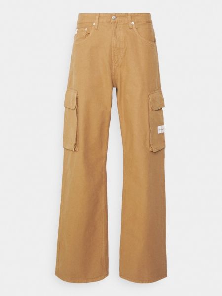 Spodnie cargo Calvin Klein Jeans pomarańczowe