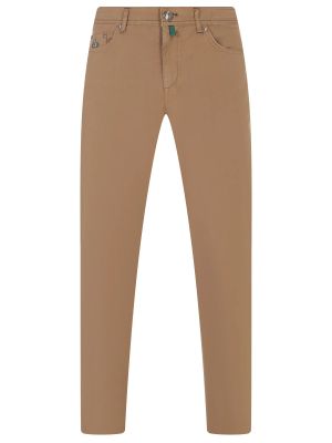 Хлопковые прямые джинсы Luigi Borrelli коричневые