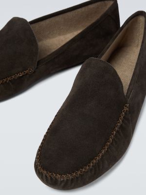 Pantofi loafer din piele de căprioară Loro Piana maro