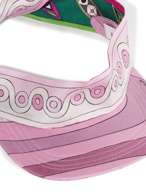 Jedwabna czapka z nadrukiem w abstrakcyjne wzory Pucci różowa