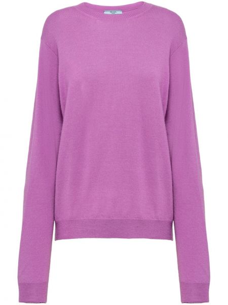 Kašmírový sveter s okrúhlym výstrihom Prada fialová