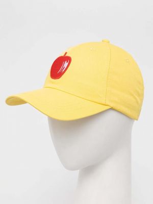 Памучна шапка с козирки с апликация United Colors Of Benetton жълто