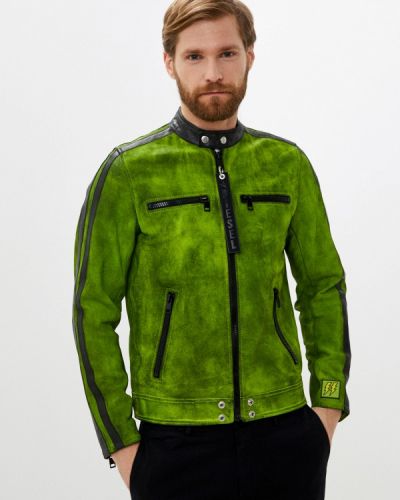 Кожаная куртка Diesel, зеленая