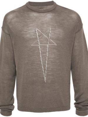 Sweter wełniany w gwiazdy Rick Owens szary