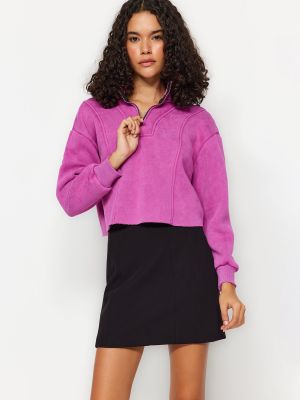 Hanorac din fleece tricotate Trendyol violet
