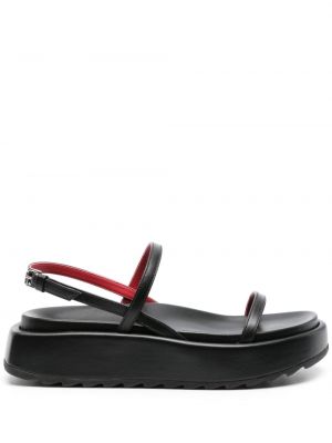Chunky kožené sandále Plan C čierna