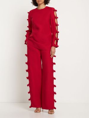Relaxed копринени вълнени панталон Valentino червено