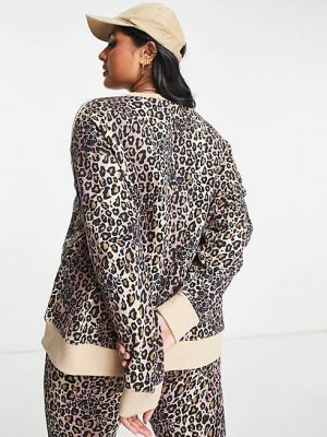 Коричневый свитер с леопардовым принтом adidas Originals Plus
