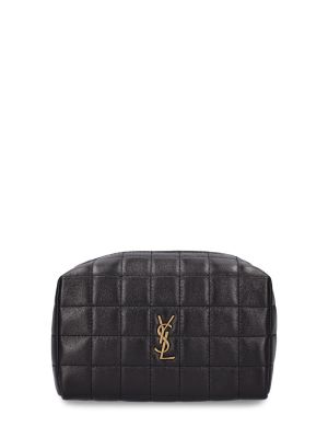 Usnjena usnjena kozmetična torbica Saint Laurent črna