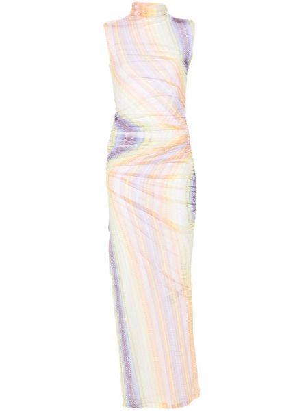 Dolga obleka s karirastim vzorcem z draperijo Missoni