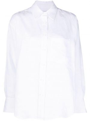 Lněná košile Calvin Klein bílá