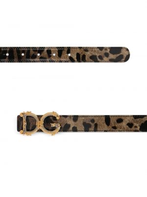 Pasek z nadrukiem w panterkę na sprzączkę Dolce And Gabbana brązowy